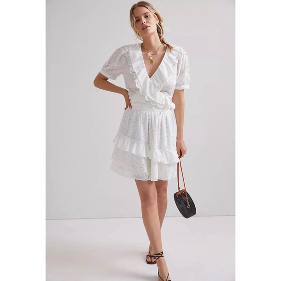 Anthropologie Lacey Ruffled Mini Skirt and Wrap Blouse Set of Two - NWT L, M - Picture 7 of 12